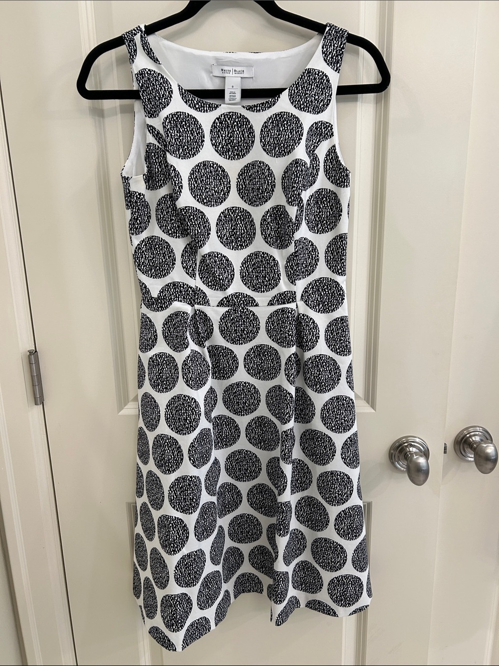 White House Black Market Black and White Polka Dot Midi Dress